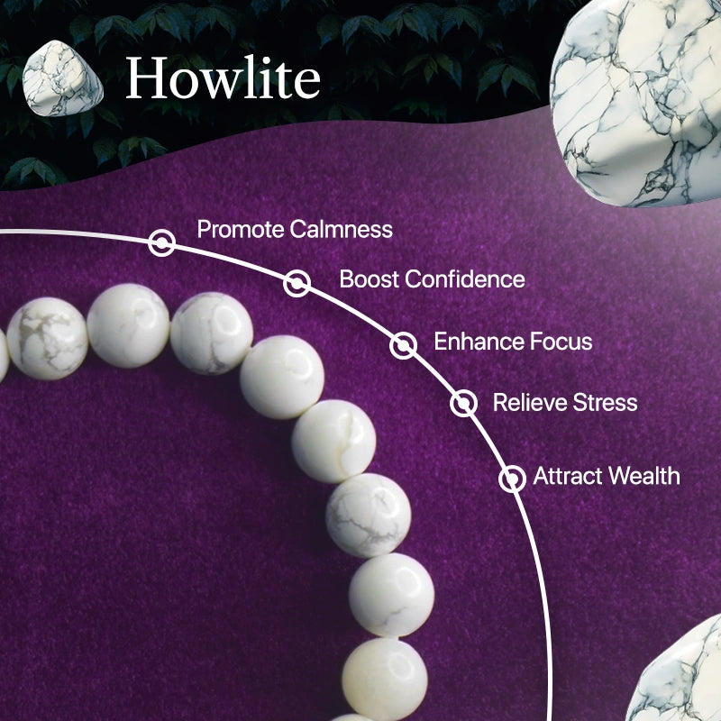 Howlite 100% Natural Stone 8mm Bracelet