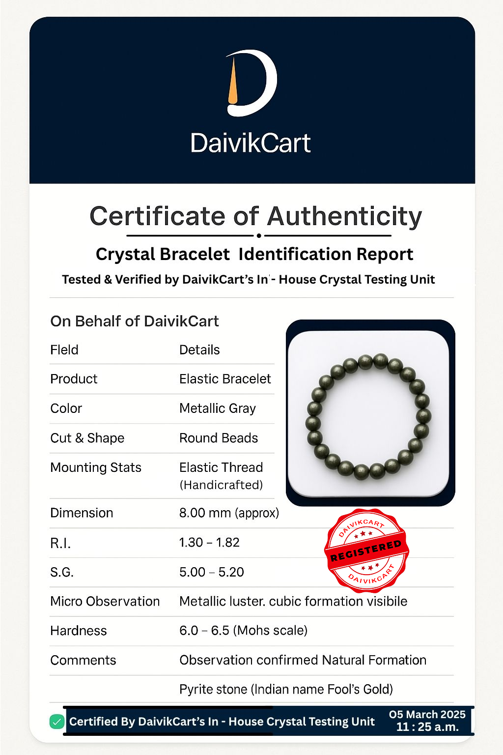 100% Natural Pyrite Bracelet + Nepali Rudraksha Bracelet FREE