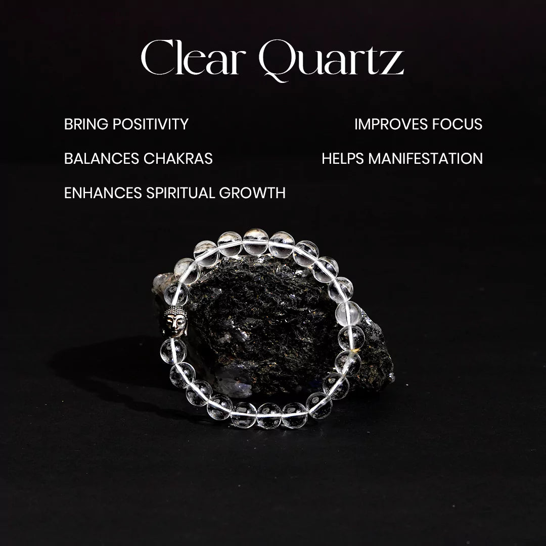 Clear Quartz 100% Natural Stone 8mm Bracelet