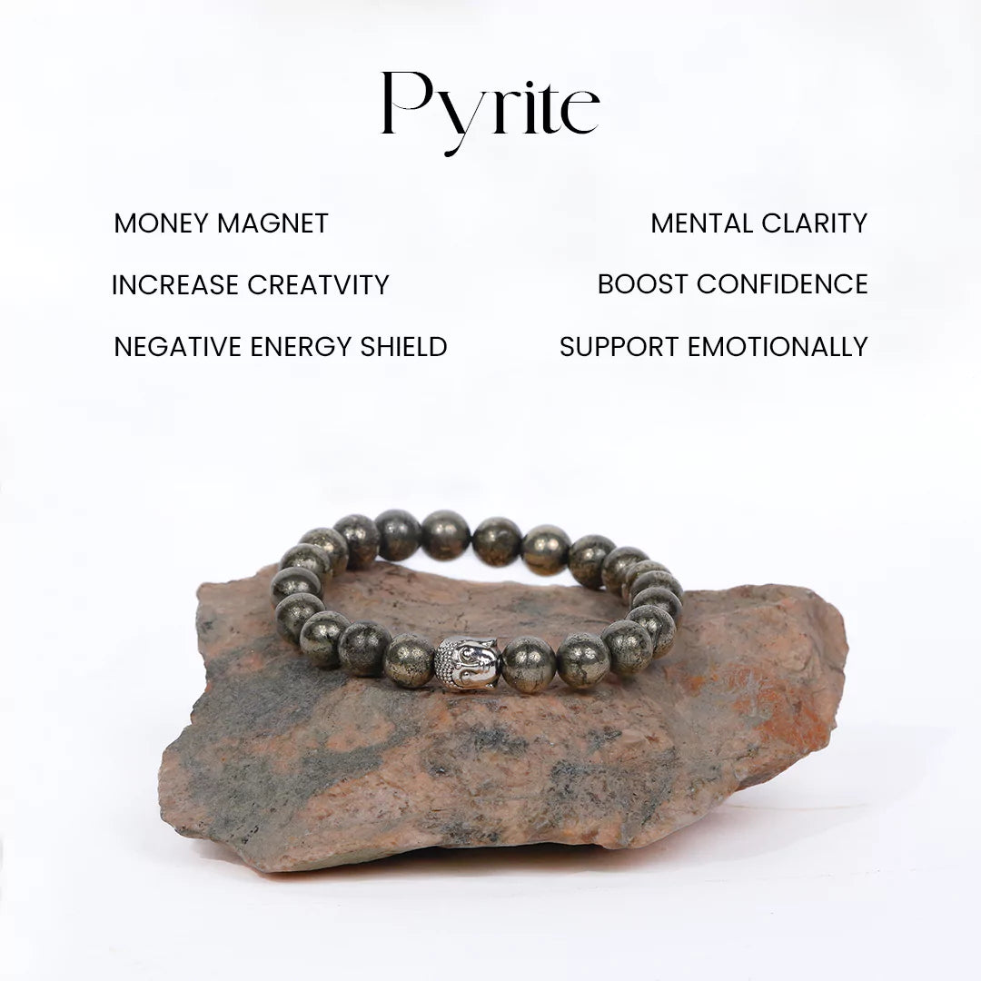 100% Natural Pyrite Bracelet + Nepali Rudraksha Bracelet FREE