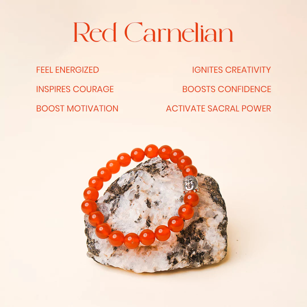 Red Carnelian 100% Natural Stones 8mm Bracelet