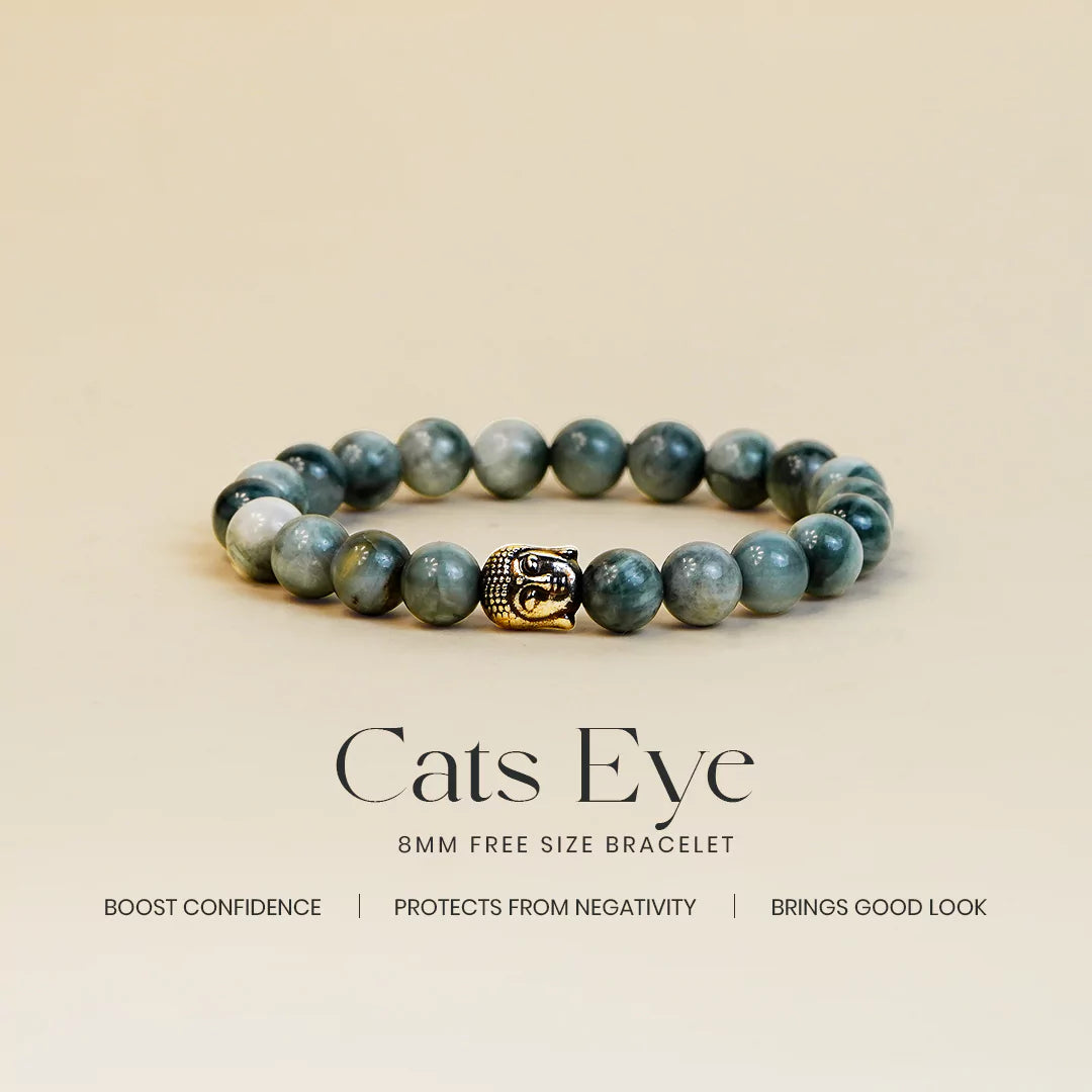 Cats Eye 100% Natural Stone 8mm Bracelet