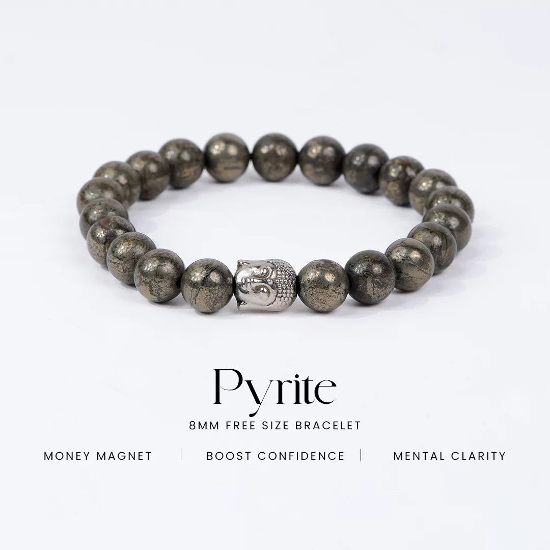 100% Natural Pyrite Bracelet + Nepali Rudraksha Bracelet FREE