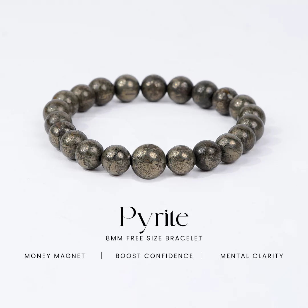 100% Natural Pyrite Bracelet + Free 5 Mukhi Nepali Rudraksha