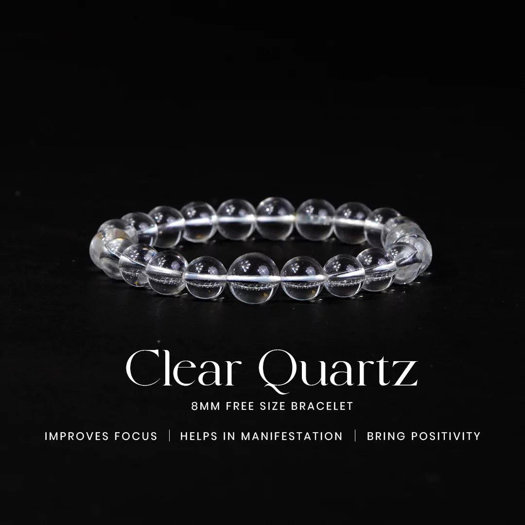 Clear Quartz 100% Natural Stone 8mm Bracelet
