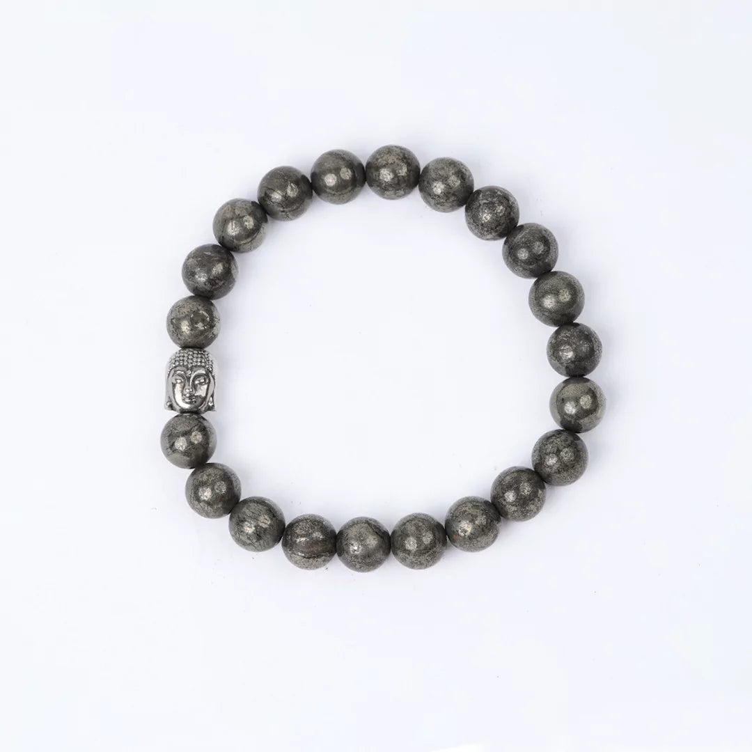 100% Natural Pyrite Bracelet + Nepali Rudraksha Bracelet FREE