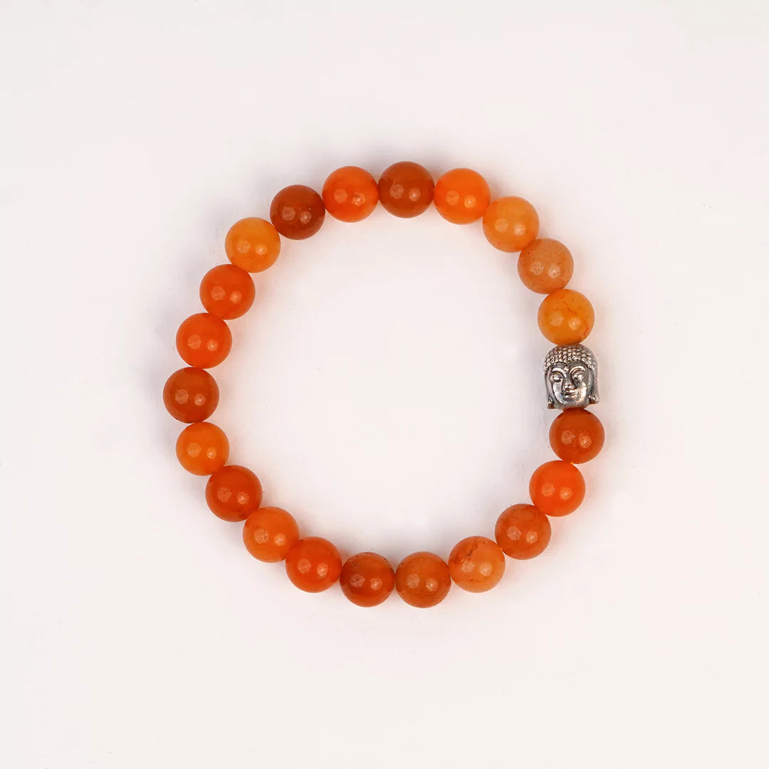 Orange Aventurine 100% Natural Stones 8mm Bracelet + Nepali Rudraksha Bracelet FREE