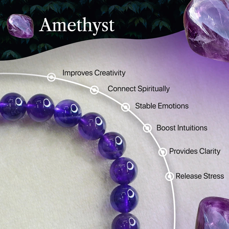 Amethyst 100% Natural Stone 8mm Bracelet