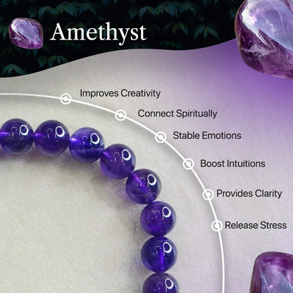 Amethyst 100% Natural Stone 8mm Bracelet
