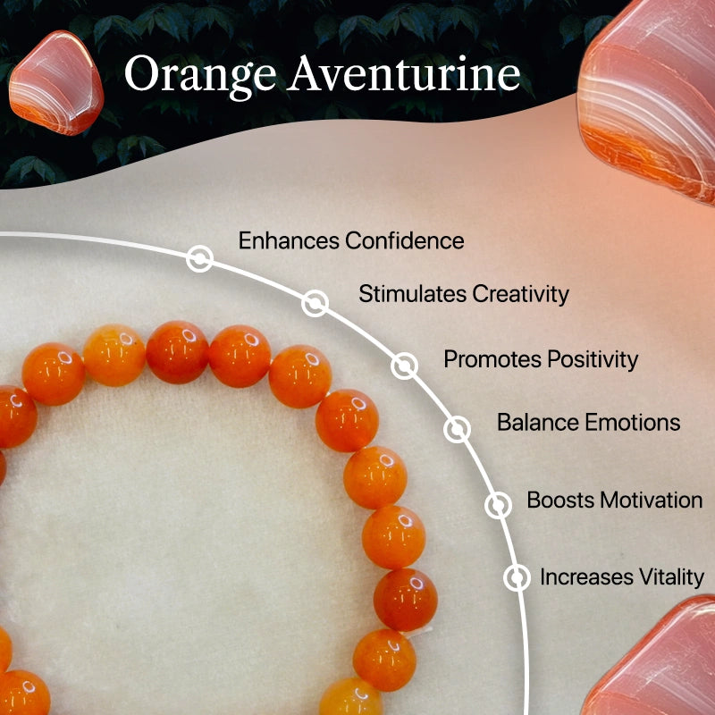 Orange Aventurine 100% Natural Stones 8mm Bracelet
