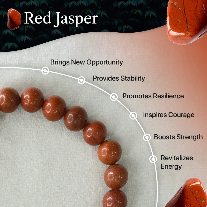 Red Jasper 100% Natural Stone 8mm Bracelet
