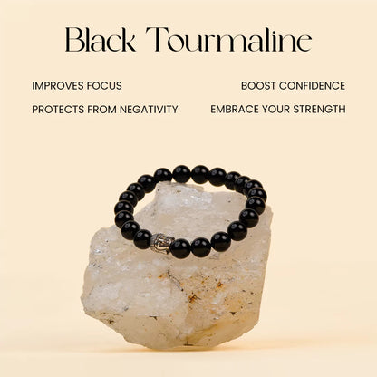 Black Tourmaline 100% Natural Stones 8mm Bracelet