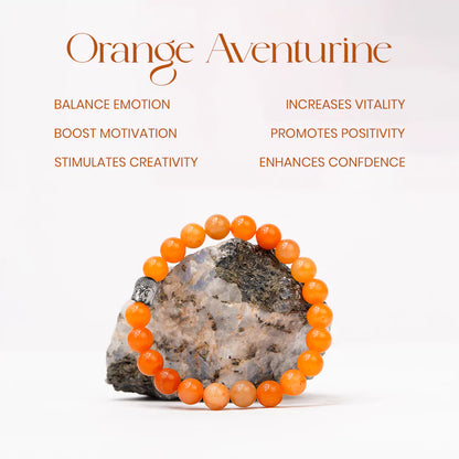 Orange Aventurine 100% Natural Stones 8mm Bracelet + Nepali Rudraksha Bracelet FREE
