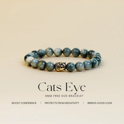 Cats Eye 100% Natural Stone 8mm Bracelet