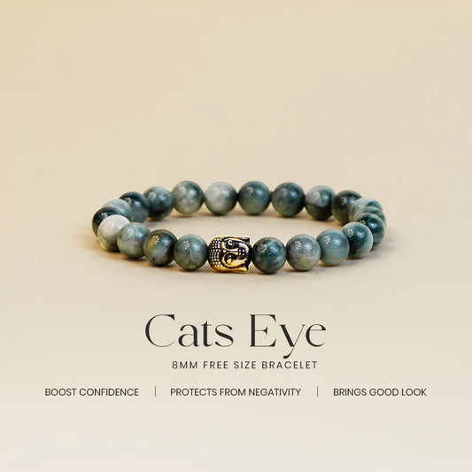 Cats Eye 100% Natural Stone 8mm Bracelet