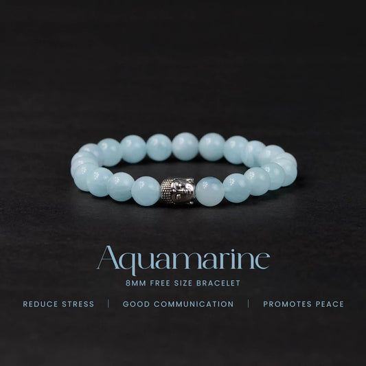 Aquamarine 100% Natural Stone 8mm Bracelet