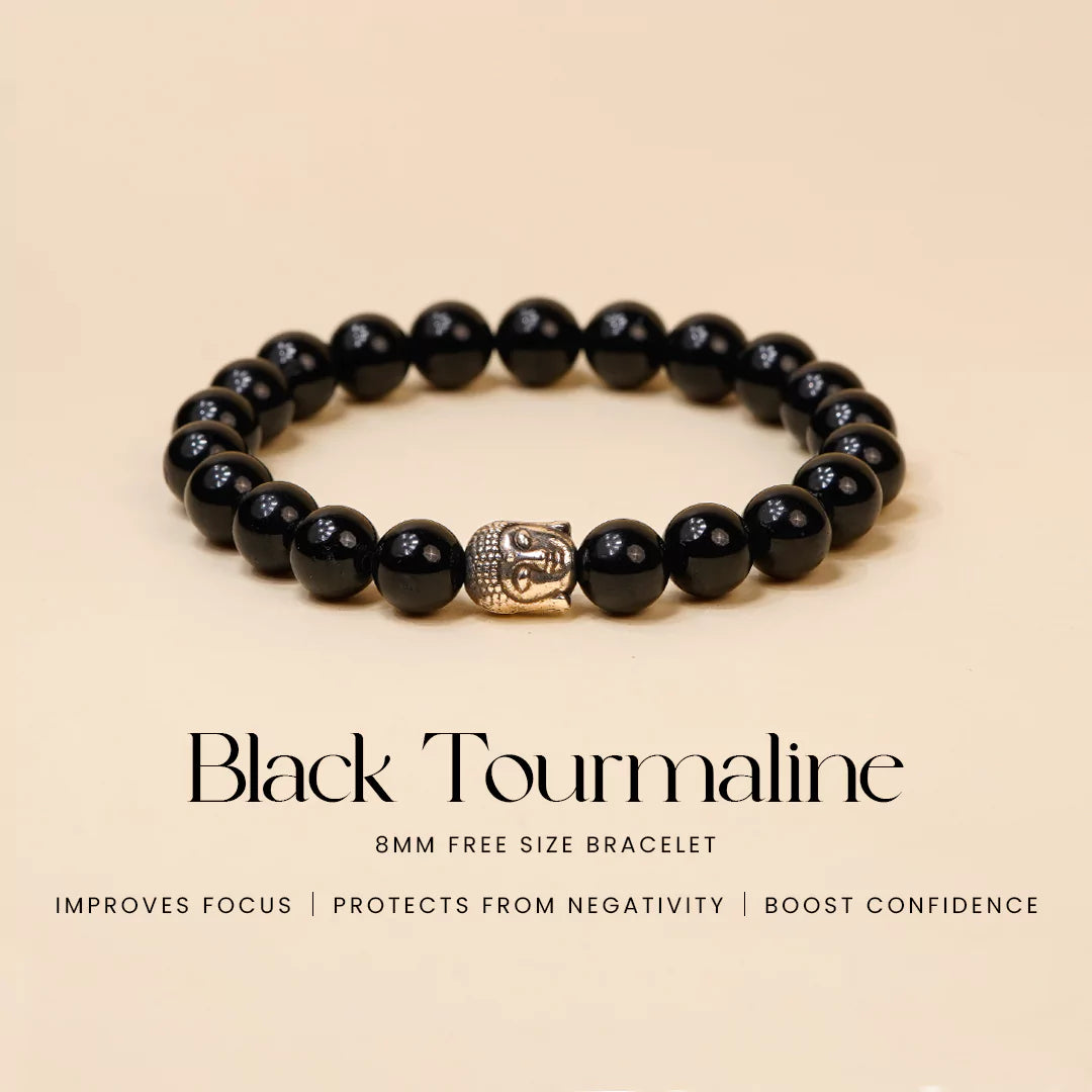 Black Tourmaline 100% Natural Stones 8mm Bracelet