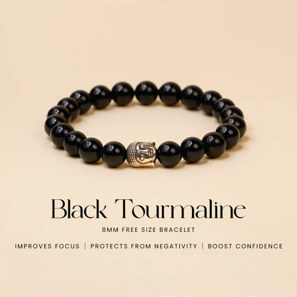 Black Tourmaline 100% Natural Stones 8mm Bracelet
