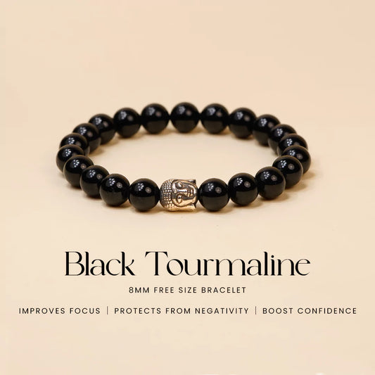 Black Tourmaline 100% Natural Stones 8mm Bracelet