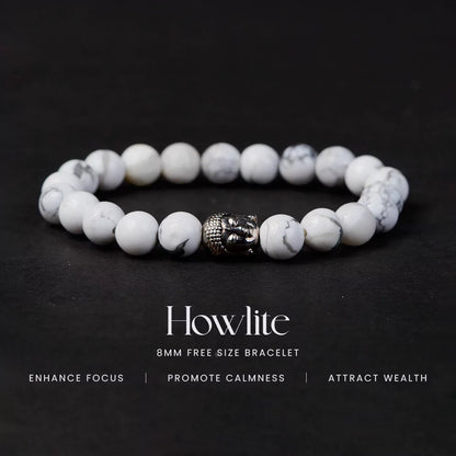 Howlite 100% Natural Stone 8mm Bracelet