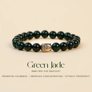 Jade 100% Natural Stone 8mm Bracelet + Nepali Rudraksha Bracelet FREE