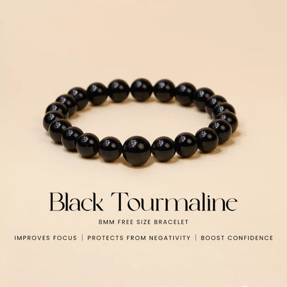 Black Tourmaline 100% Natural Stones 8mm Bracelet
