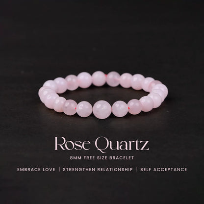Rose Quartz 100% Natural Stone 8mm Bracelet