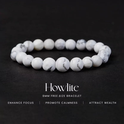 Howlite 100% Natural Stone 8mm Bracelet