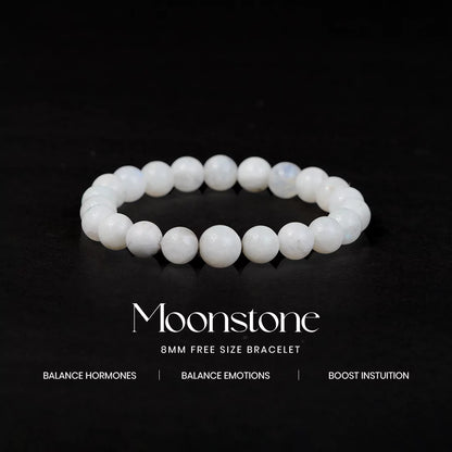Moonstone 100% Natural Stones 8mm Bracelet