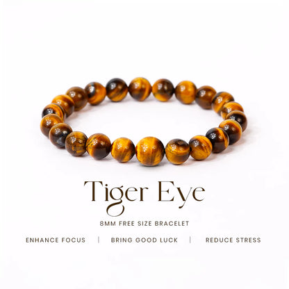 Tiger Eye 100% Natural Stone 8mm Bracelet