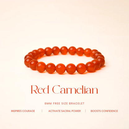 Red Carnelian 100% Natural Stones 8mm Bracelet
