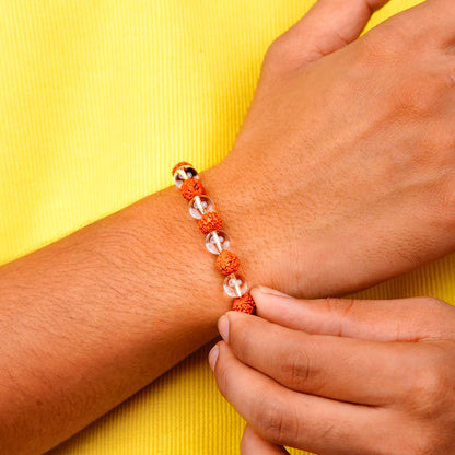 Rudraksha Crystal 100% Natural Bracelet + Free 5 Mukhi Nepali Rudraksha