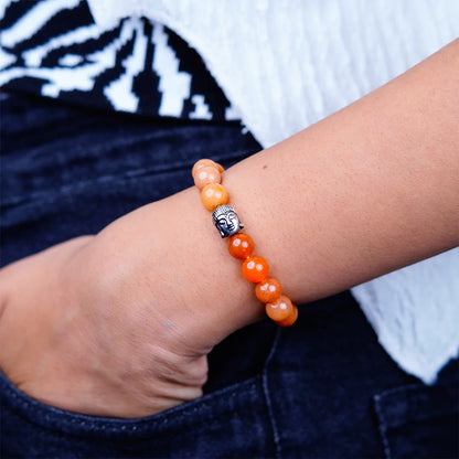 Orange Aventurine 100% Natural Stones 8mm Bracelet + Nepali Rudraksha Bracelet FREE