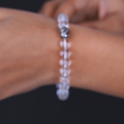 Clear Quartz 100% Natural Stone 8mm Bracelet + Nepali Rudraksha Bracelet FREE