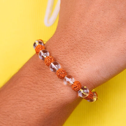 Rudraksha Crystal 100% Natural Bracelet + Free 5 Mukhi Nepali Rudraksha