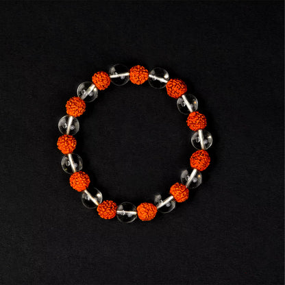Rudraksha Crystal 100% Natural Bracelet + Free 5 Mukhi Nepali Rudraksha