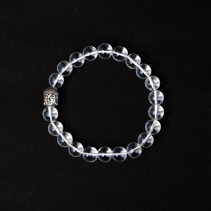 Clear Quartz 100% Natural Stone 8mm Bracelet + Nepali Rudraksha Bracelet FREE
